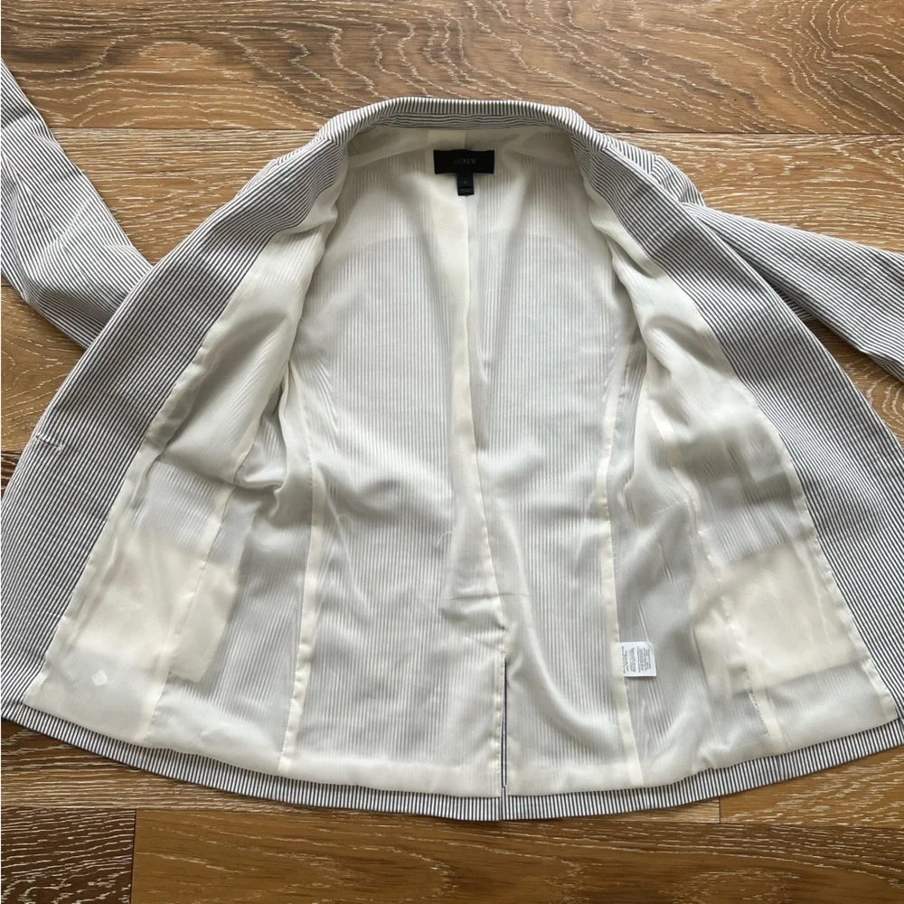 J.Crew Gray & White Striped Seersucker Blazer Jacket sz.0